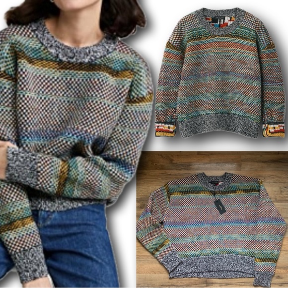 rag & bone Willow Rainbow Wool Sweater NWT - Picture 1 of 16